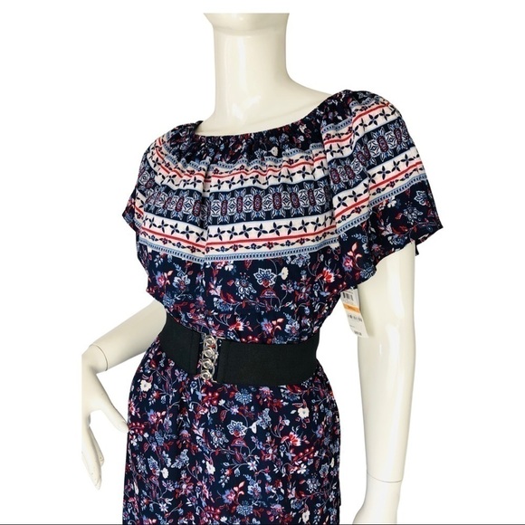 𝅺Style & co boho floral off shoulder dress ruffle - Picture 5 of 7